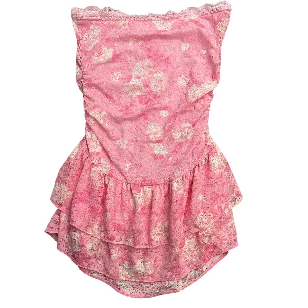 VS PINK x LOVESHACKFANCY Strapless Lace Mini Dress Pink Floral Small - Picture 4 of 8